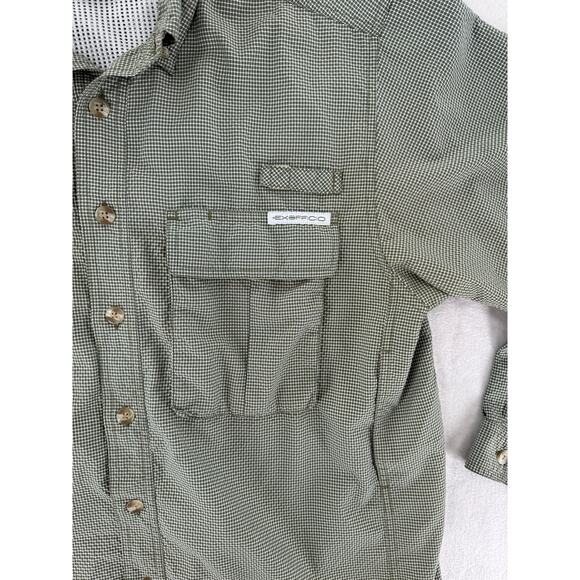 ExOfficio Air Shirt Mens L Long Sleeve Roll Tab Vented Pockets Green Fishing L - Picture 4 of 9